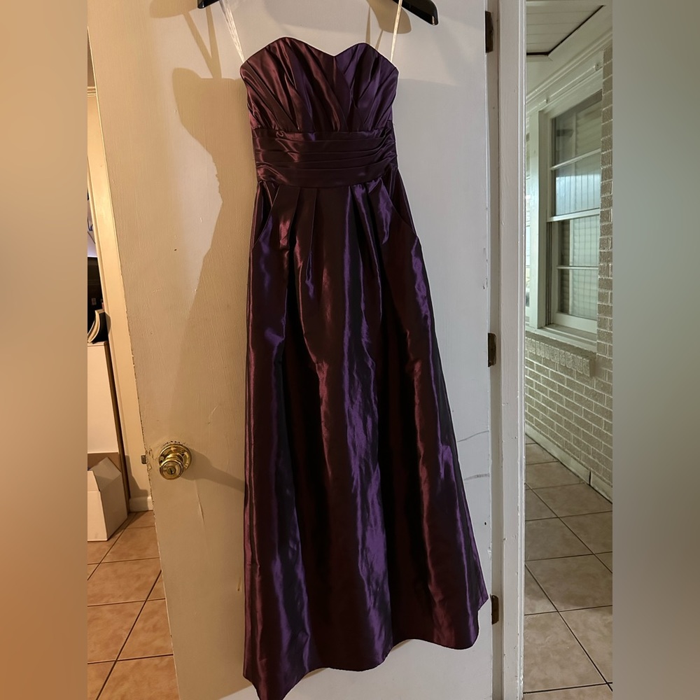 Beautiful satin purple prom dress or ball gown